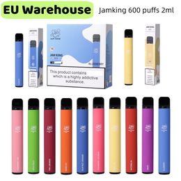 Jam King EU Stock Vaporizer Vapes Puff 600 2ml E-juice 10 Flavours Disposable Cigarette China Wholesale Vape Stick 550mAh Battery 20mg Nic Mesh Coil