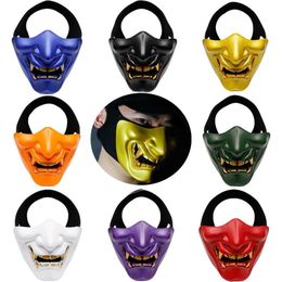 New Half Face Knight Warrior Japanese Ghost King Samurai Mask Halloween Cosplay Wall Mask Kabuki Evil Demon Halloween Party Mask T2099