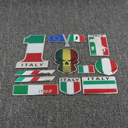 Car Stickers Aluminum ITALY National Flag Emblem Badge Car Body Fender Trunk Hood Stickers Decals For Auto Motor Modified Decor Accssories