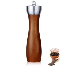 568 Metal Head Manual Pepper Grinder Wood Pepper Mill Ceramic core Black Pepper Seasoning Salt Pepper Mills Kitchen Tools 240104