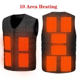 Jackets 10 Areas V Neck Heated Vest USB Smart Thermal Vest Men Women Self Heating Vest Coat Winter Thermal Chaleco Plus Size M7XL