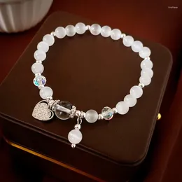 Charm Bracelets Heart-Shaped Zircon Opal Beaded Bracelet Fashion All-Match For Women