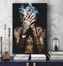 Wiz Khalifa Rap Music HipHop Art Fabric Poster Print Wall Pictures For living Room Decor canvas painting posters and prints3431680