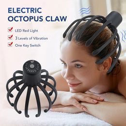 Electric Octopus Claw Scalp Massager Hands Free Therapeutic Head Scratcher Relief Hair Stimulation Rechargable Stress 240104