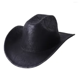 Berets 2024 Men Women Western Cowboy Hat Wide Brim Sunhat Party Travel Outdoor Cap Classical Retro Cowgirl Caps