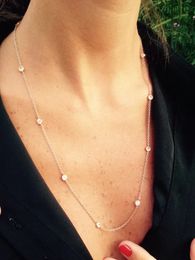 45cm 85cm 102cm long choker sweater chain OL LADY modern jewelry AAA 3mm bezel cz 925 sterling silver link chain necklace 240104