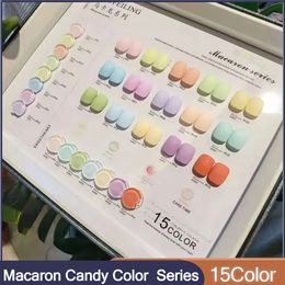 Lofiline Macaron Candy Colour Series Nail Gel 15colorset Summer Sweet Style Gel Nail Polish 15ml Cute Colourful Soak Off Nail Gel 240105