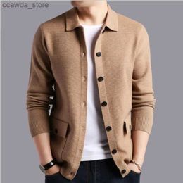 Men's Sweaters New Men Sweater Cardigan Solid Color Autumn High Quality Business Casual Slim Fit Button Pocket Fashion Male Knit Shirts S-3XL Q240105