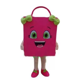 High qualit pink shopping bag Mascot Costume Halloween Christmas Cartoon Character Outfits Suit Advertising Leaflets Clothings Carnival Unisex Adults Outfit