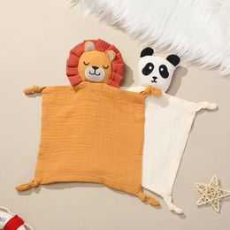 Blankets Baby Cotton Muslin Comforter Blanket Soft Born Sleeping Doll Cute Lion Panda Kids Sleep Toy Soothe Appease Towel Saliva