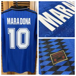 Vintage classic Ag wc 94 Away Shirt Jersey Short Sleeves Maradona Custom Name Number Patches Sponsor