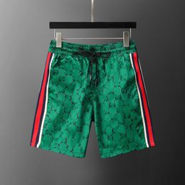 New Summer Fashion Men Board Shorts Stripe Printing Beach Shorts Swim Shorts For Men Quick Dry Swimwear New Green Pants