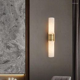 Wall Lamps Nordic Minimalist Designer Duplex Living Room Brass Lamp El Bedroom Corridor Aisle Staircase Marble Lights
