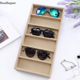 Boxes Fashion Linen / Veet 6grids Sunglasses Display Box Jewelery Display Packaging Props Jewellery Organiser Tray Fashion Packaging