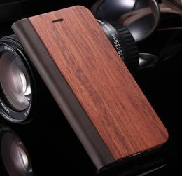 Wood PU PC Wallet Protective Case For iPhone XS Max XR X 8 7 6 6S Plus Kickstand Flip Cases Card Pocket Genuine Bamboo Leather Sta5220533