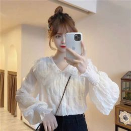 Sweet and Age Reducing Doll Collar Chiffon Shirt in Early Autumn New Design Sense, Small and Foreign Style Small Shirt, Unique Top