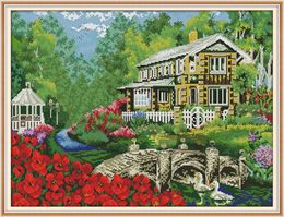 Tools Villa in woods home cross stitch kit ,Handmade Cross Stitch Embroidery Needlework kits counted print on canvas DMC 14CT /11CT