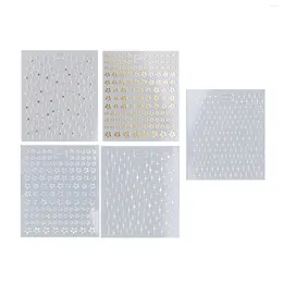 Nail Gel For Home DIY 5 Sheet Stickers Embossed Flowers Star Shaped Self Adhesive Decorative Gold Decals