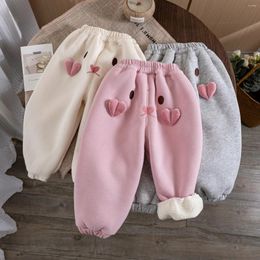 Trousers Baby Girls Velvet Pants Kids Thicken Warm Sports Pant Cartoon 2024 Autumn Winter 1 To 6Yrs Children's Clothing Casual