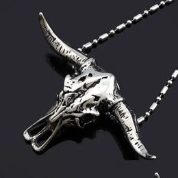 Pendant Necklaces Cowhead Bone Mens Stainless Steel Fashion Jewellery For Neck Christmas Valentines Gifts Girlfriend Wholesale Drop De Dhurs