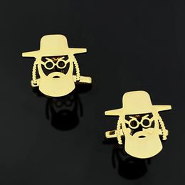 Rabbi Cufflinks for Mens Je Priests Portrait Clasp Classic Religion Amulet Jewellery Suit Shirt Button Party Dad Gift 240104