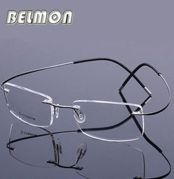 Pure Titanium Spectacle Frame Men Women Rimless Ultralight Eyeglasses Computer Optical Glasses Frame For Male Clear Lens RS2744905808