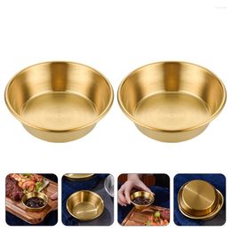 Plates 2 Pcs Seasoning Dish Stainless Steel Condiment Cups Small Stand Home Supply Saucer