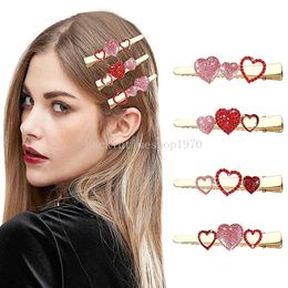 4Pcs Shiny Rhinestone Heart Shaped Hairpins Sweet Duckbill Clips Barrette For Girls Women Fashion Headwear Hair Accessories Gift