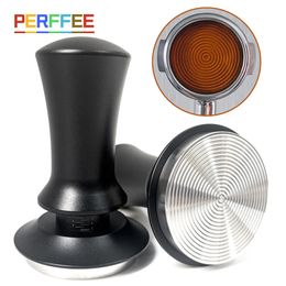 Coffee Tampers 15lb Spring Loaded Tamper Ripple Base Aluminium Self Levelling Espresso Coffeeware 51mm 53mm 58mm 240104