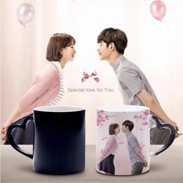 Customise Coffee Mugs Ceramic Magic Mug Pour In Water Pictures Display Print Po Text DIY Change Colour Cup Gifts 240104