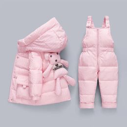 Winter Overalls Jumpsuit for Girls Boy Children Suits Jackets Kids Snowsuit Duck Down Parka Coat Toddler Baby Bear Toy Outerwear 240104