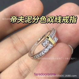 Tifannissm High Quality designer rings for sale Higher version Diamonds Coloured Double Ring Womens Celebrity Sense Small and Have Original Box