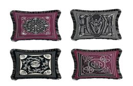 Classic Black White Sofa Decorative Pillow Cases European Luxury Tassel Cushion Covers Double Side Printing Pillowcases6402503