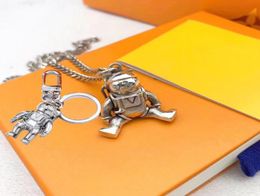 Fashion Designer keychains Necklace Sets man woman unisex Characters Pendant Necklaces Brand Key Chains Silver Colour Car Key Rings6830722
