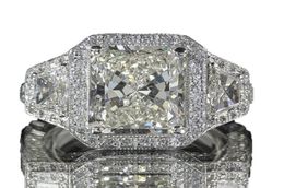 Size 610 Unique Wedding Rings Luxury Jewellery 925 Sterling Silver Princess Cut White Topaz Large CZ Diamond Gemstones Eternity Wom9663451