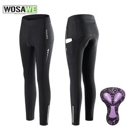 WOSAWE Womens Bicycle Pant Sports Riding Trousers Cycling Pants Gel Pad Shockproof Road Bike Tights Leg Zipper Reflective 240104