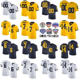 Football Michigan Wolverines College 14 Roman Wilson Jerseys 6 Cornelius Johnson 25 Junior Colson 23 CJ Stokes 7 Donovan Edwards Isaiah Gash Custom Name Number