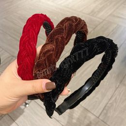 New Fashion Headband For Women Handmade Braided Turban Handmade Winter Headwear Solid Colour Hairband Hair Accessories
