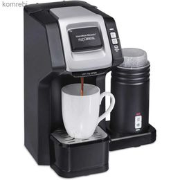 Coffee Makers Single-Serve Coffee Maker with Milk Frother Compatible with K-Cup Pods and Grounds Black Make Hot or Cold Froth HouseholdL240105