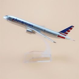 Alloy Metal Air American B777 AA Airlines Aeroplane Model Boeing 777 Plane Diecast Aircraft Kids Gifts 16cm Y200104271J