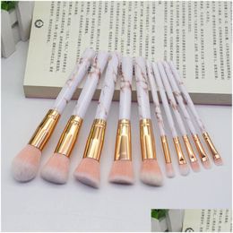 Makeup Brushes 10Pcs Sets Highlighter Eye Cosmetic Powder Foundation Shadow Cosmetics Professional Eyebrows Soft Hair Z0043 Drop Deliv Othzl