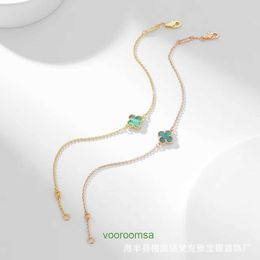 2024 Luxury Van Clover Designer Bracelet Pearl Leaf Four Grass Mini Original Malachite Small Single Flower Simple Lucky with Box