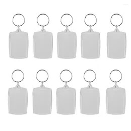 Keychains 100 Pcs Transparent Blank Insert Po Frame Key Fob Holder DIY Split Ring Keyring Picture Frames