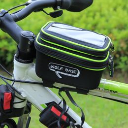 Bags Waterproof bike saddle bag mountain bike front beam bag mobile phone bag outdoor cycling equipment