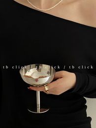 Stainless Steel Goblet Creative Cocktail Wine Cup Ice Cream Dessert Bowl Food Blogger Stainless Steel Tumbler Cup 240105