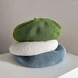 Berets Women Autumn Hats Vintage French Artist Solid Color Painter Octagonal Hat Female Breathable Cotton Linen Ladies Caps