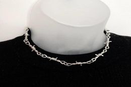 Chains Punk Style Barbed Wire Choker Stainless Steel Necklace HipHop Women039s Accessories Gothic Mens Jewellery Unisex 2021 G8737654