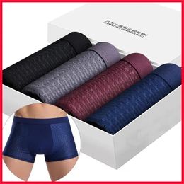 Underpants Male 4 Pieces Men's Underwear Bamboo Fiber Boxer Shorts Set Breathable Underpants Men Briefs Health Preservation