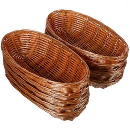 Dinnerware Sets 10pcs Woven Bread Baskets Fruit Imitation Rattan Plastic Basket Serving Holders