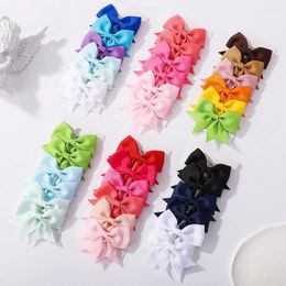 Hair Accessories 6 PCS/Set Girls Solid Colour Hairclips Boutique High Quantily Bowknot Clip Children Handmade Headwear Gifts